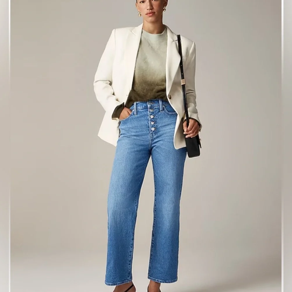 NWT, Tall J Crew Slim Wide Leg Jeans, Medium Wash, Button Fly, 31 Tall, 30” IS